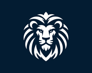 Lion Logo Design Vector Template. Elegant Lion Head Icon in Black and White Illustration.