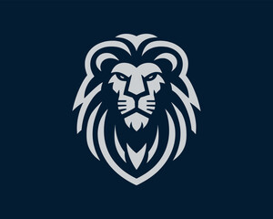 Lion Logo Design Vector Template. Elegant Lion Head Icon in Black and White Illustration.