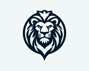 Lion Logo Design Vector Template. Elegant Lion Head Icon in Black and White Illustration.