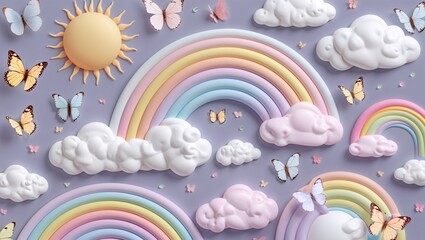 Pastel Spring Sky Sticker Sheet &ndash; High Detail Photorealistic Design