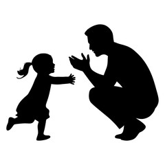 Father and Daughter Silhouette – Heartwarming Family Bond Vector Illustration