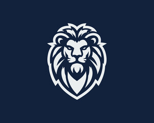 Lion Logo Design Vector Template. Elegant Lion Head Icon in Black and White Illustration.