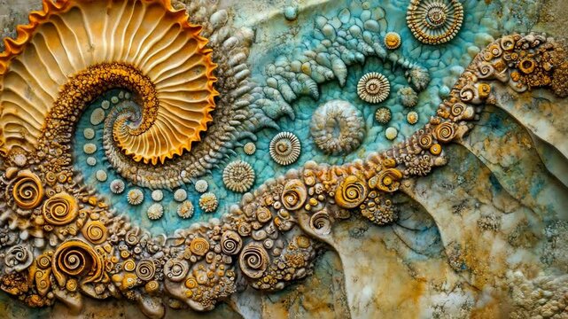 Intricate spiral patterns and textures inspired by nature&rsquo;s design seen in vibrant colors
