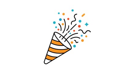 Colorful illustration of a party popper with confetti, symbolizing celebration and festive joy.