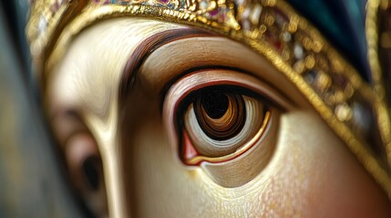 Obraz premium Close-up of a religious icon depicting a face with prominent