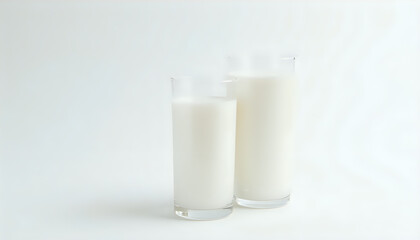a tall glass of fresh milk on a white background photo