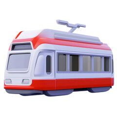 A whimsical animated tram with bold outlines, exaggerated proportions, and a dreamy, storybook style. This colorful, vibrant illustration blends fantasy and charm, creating a lively, fairy-tale atmosp