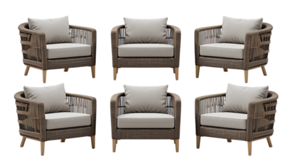 Modern wicker lounge chair with soft cushions stylish design