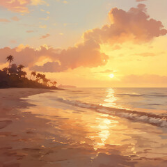 Obraz premium golden hour beach scene,