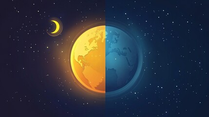 Naklejka premium Day and Night Cycle: How does this model explain the occurrence of day and night across the Earth?