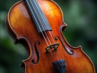 Fototapeta premium Close-up of a violin's strings and body