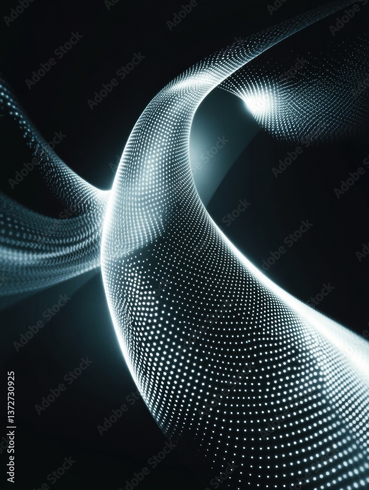 Poster Dynamic futuristic background with glowing neon lines in dark abstract space showcasing elegant minimalism and tranquility