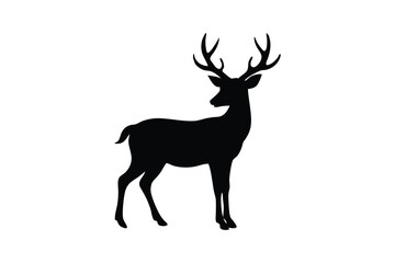 Silhouette design of a deer standing in profile vector art illustration.eps