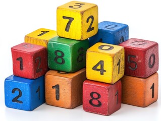 Colorful wooden blocks arranged into a small geometric structure