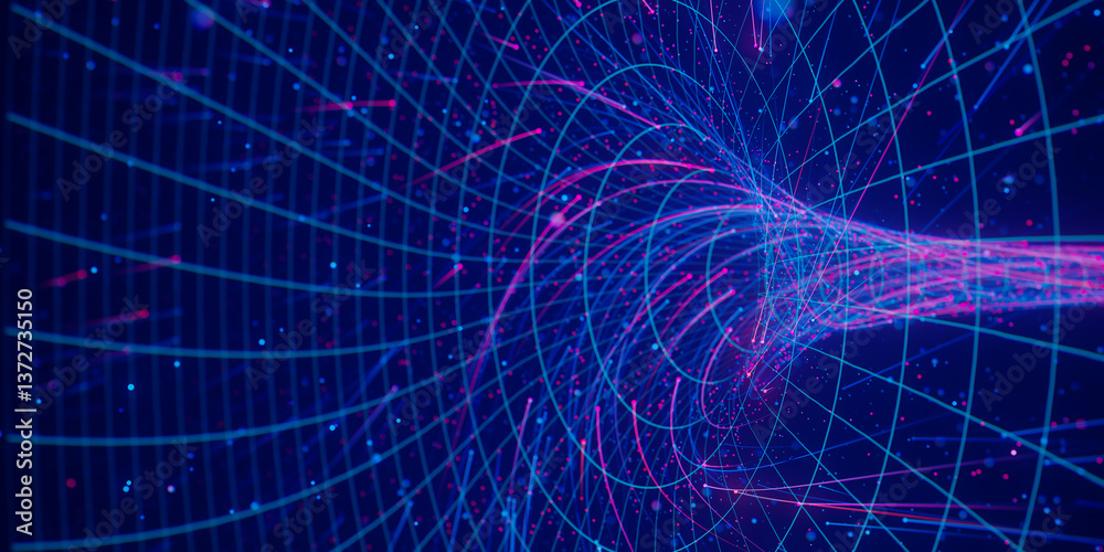 Aufkleber abstract flow of data in cyber wormhole. quantum computing information vortex. digital singularity.