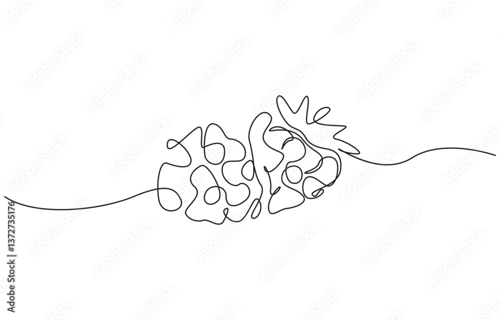 Aufkleber Raspberry one line drawing. Continuous outline of Raspberry fruit, Vector illustration healthy food concept, Single continuous line drawing whole healthy organic raspberry.