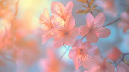 Soft Pink Blossoms with Gentle Light in Dreamy Floral Setting