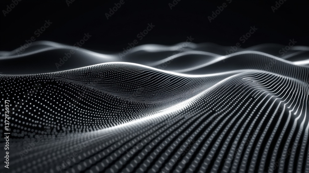 Leinwandbilder Futuristic dynamic background with glowing neon lines in dark abstract space showcasing elegant minimalism