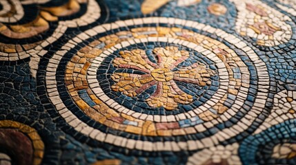 Obraz premium Close-up of a mosaic featuring a cross design with gold