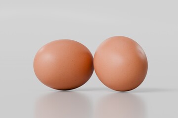 3d chicken egg icon. healthy Food concept. Nature animal food concept. breakfast morning concept. raw protein animal food. Minimal chicken egg protein food isolated on white background. 3d render.