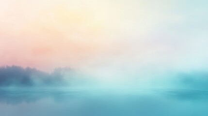 Obraz premium Calm Lake Water Reflecting Soft Pastel Sky in Ethereal Mist