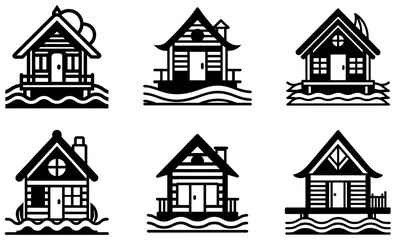 Seaside Cottage Icons Collection – Vector Illustrations