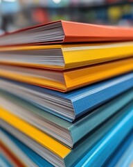 Stack of Vibrant Colorful Books with Smooth Texture and Clean Design in a Close Up View