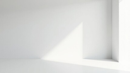 Minimalist White Room Corner with Sunlight Illuminating a Clean and Empty Space