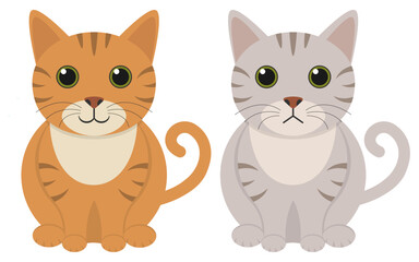 A Pair of Cute Cartoon Cats Sitting Side by Side in an Adorable and Colorful Design