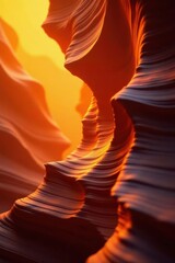 Fiery fluid wave, bright orange to dark brown abstract , fluid, line