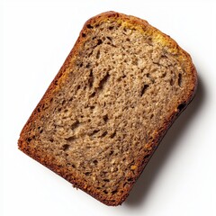 Slice of banana bread on white background