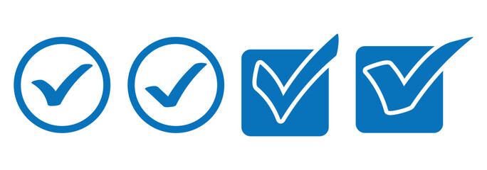 Check mark icon, blue check mark, blue tick, blue checkmark set, tick icon. Vector blue check mark icon on white background. © Oliver Vandenberg
