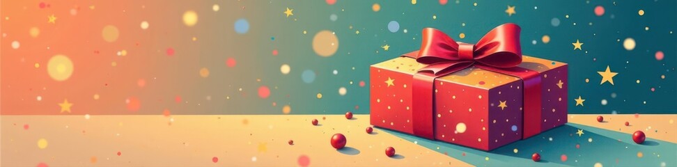 Single line art illustration of a wrapped gift Festive, minimalist style , white background, design element, drawing