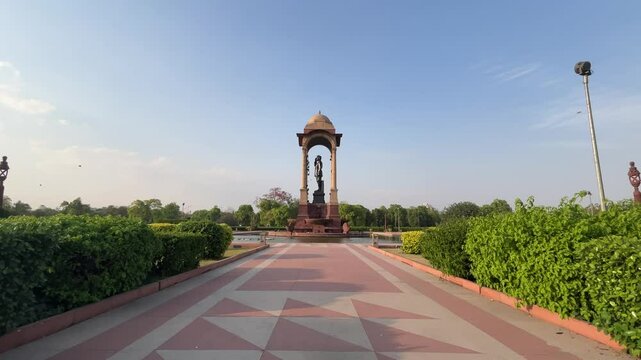 Netaji Subhash Chandra Bose Memorial at sunset, located near India Gate in New Delhi, Delhi, India