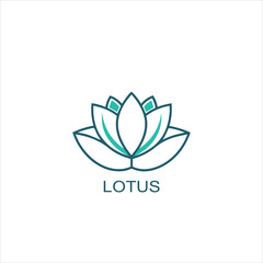 Lotus Flower Vector Illustration Minimalist Line Art with Color on White Background – Flat Design Clipart.
