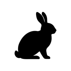 Vector art illustration of a rabbit silhouette on a white background.