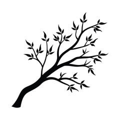 Obraz premium a tree branch vector silhouette on white background