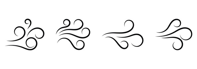 Fototapeta premium Vector line wind icon set