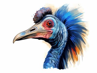 Cassowary, clipart, illustration isolate on white background