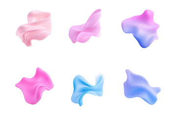 Bunte flüssige 3D-Formen in Rosa und Blau als abstrakte Elemente PNG mit transparentem Hintergrund

