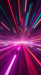 Light Speed Hyperspace Travel with Colorful Streaks and Event Horizon Effect**  Time Warp Digital Artwork at 9:16


