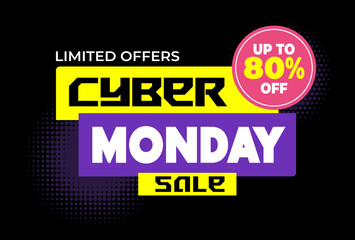 Cyber monday background sale limited offers vector illustration