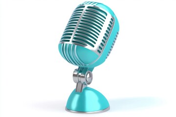 3D cartoon minimalistic icon microphone white background