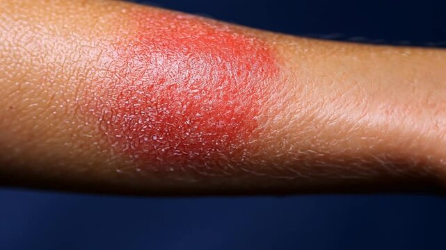 Skin rash on forearm, close-up view. Possible use for medical education