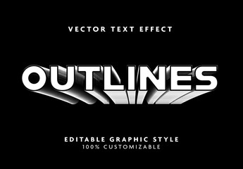 Black And White Bold 3D Outline Text Effect