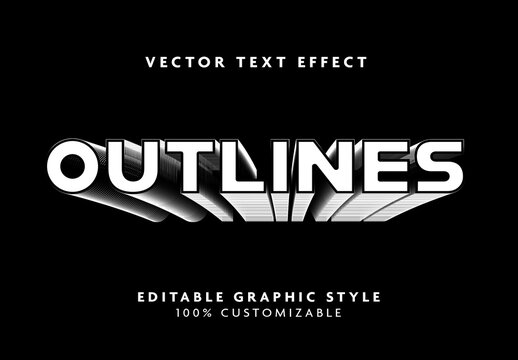 Black And White Bold 3D Outline Text Effect
