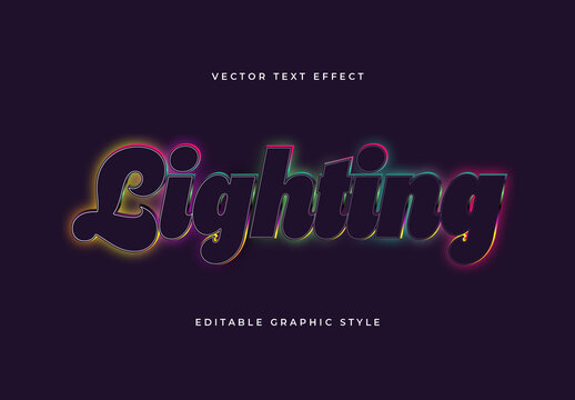 Colorful Neon Outline Font Chunky Glowing Backlight Text Effect