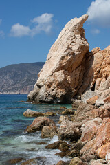 Rocky coast. A rock on the shore of the Mediterranean Sea.