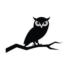 Owl silhouette perched on a branch