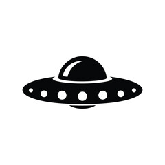 UFO spaceship icon. Black UFO spaceship icon on white background. Vector illustration